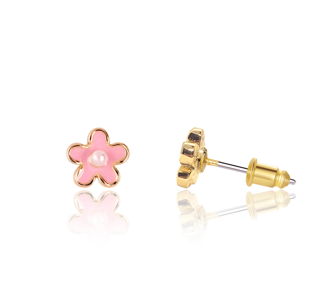 Pink Fancy Flower Earrings