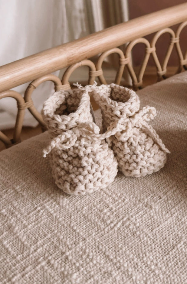 Almond Cream Hand Knitted Baby Booties