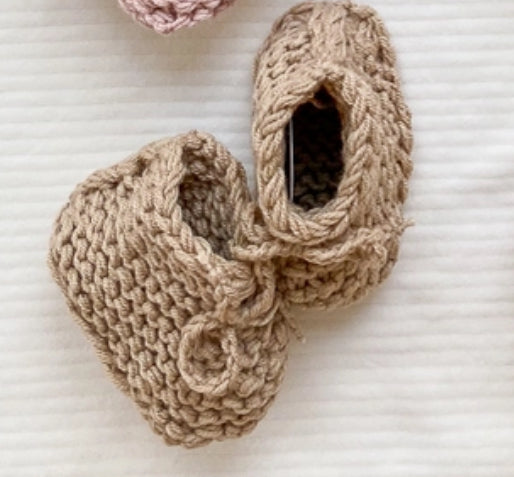 Oat Hand Knitted Baby Booties