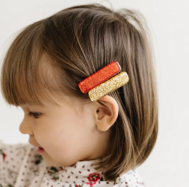 2 Pack Red Glitter Clips