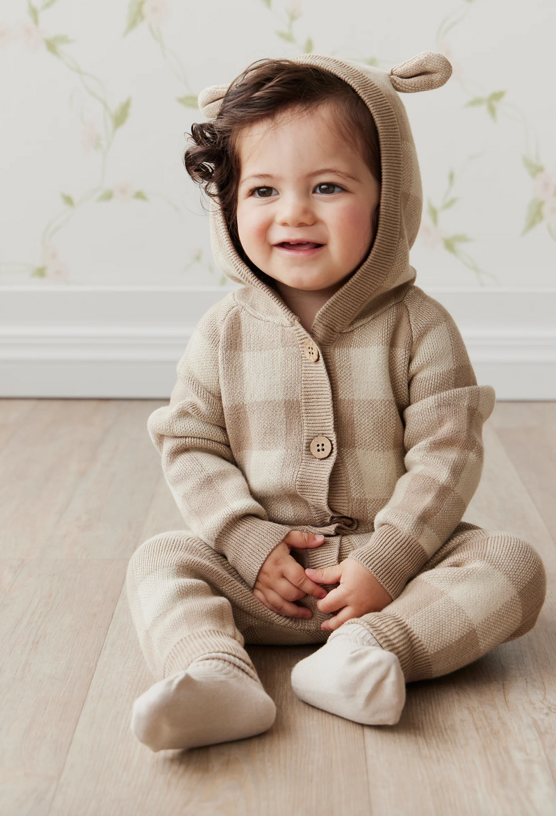Check Bear Knitted Onepiece