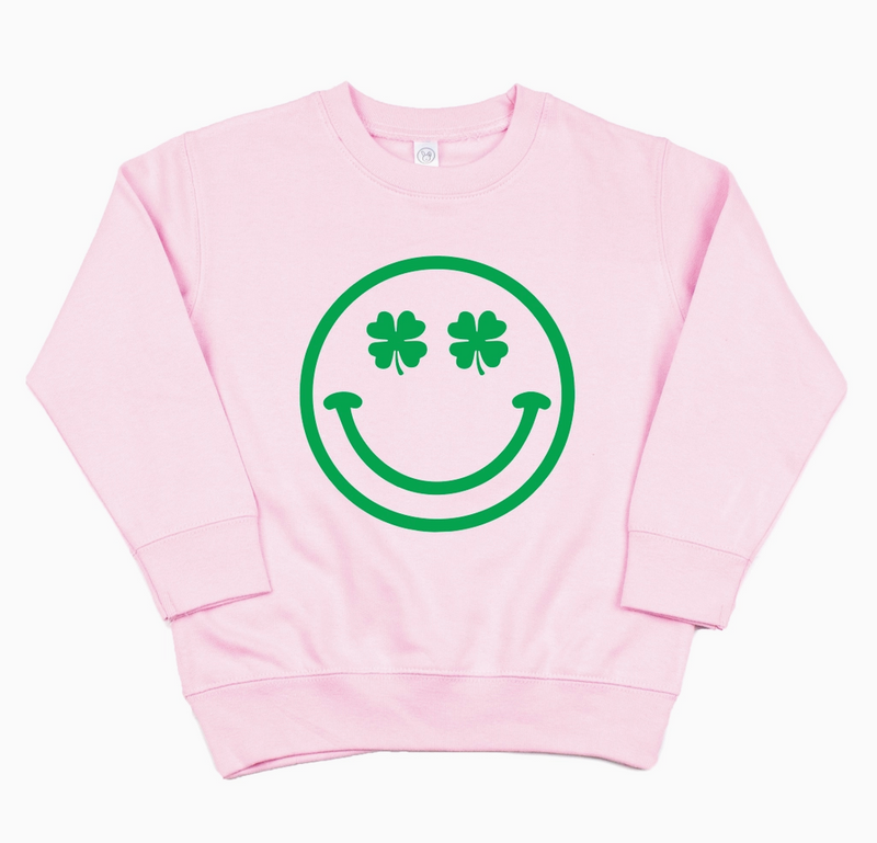 Pink Shamrock Smiley Sweatshirt